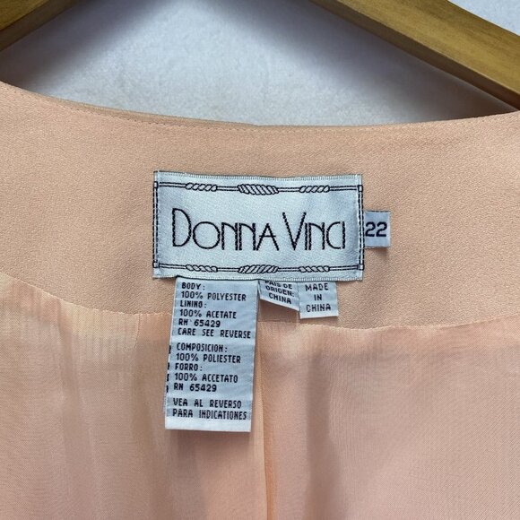 DONNA VINCI Embroidered Beaded Embellishment 2pc Lined Skirt Suit Women 22 Peach - Picture 5 of 16